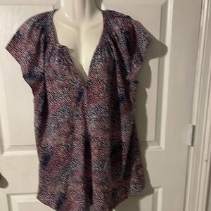 Motherhood Pink and Blue V-Neck Blouse